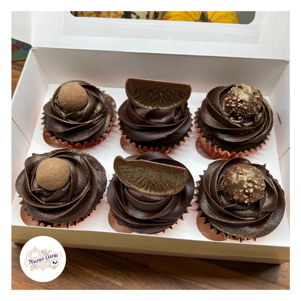 Chocolate ganache cupcakes, Magpies Cakery, local cake maker & decorator for Lincoln & Newark