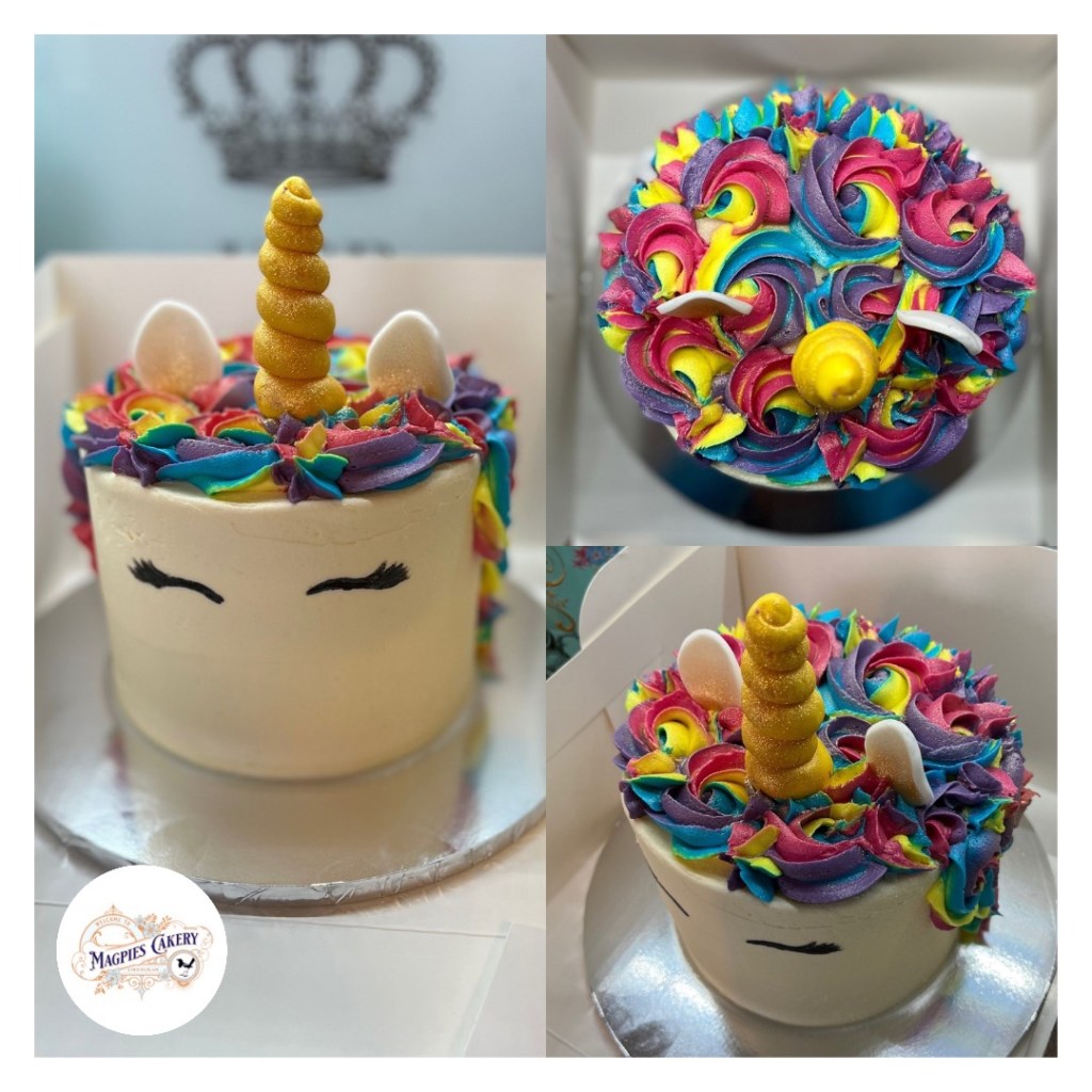 Rainbow unicorn birthday cake, local cake maker & decorator, Lincoln & Newark