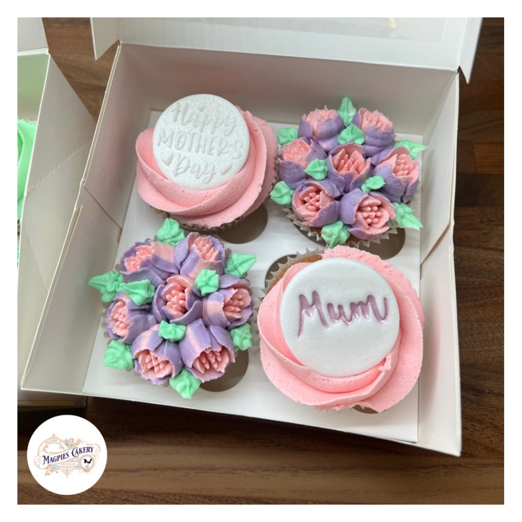 Floral pastel Mother's Day cupcakes, Magpies Cakery, cake maker & decorator, Lincoln & Newark