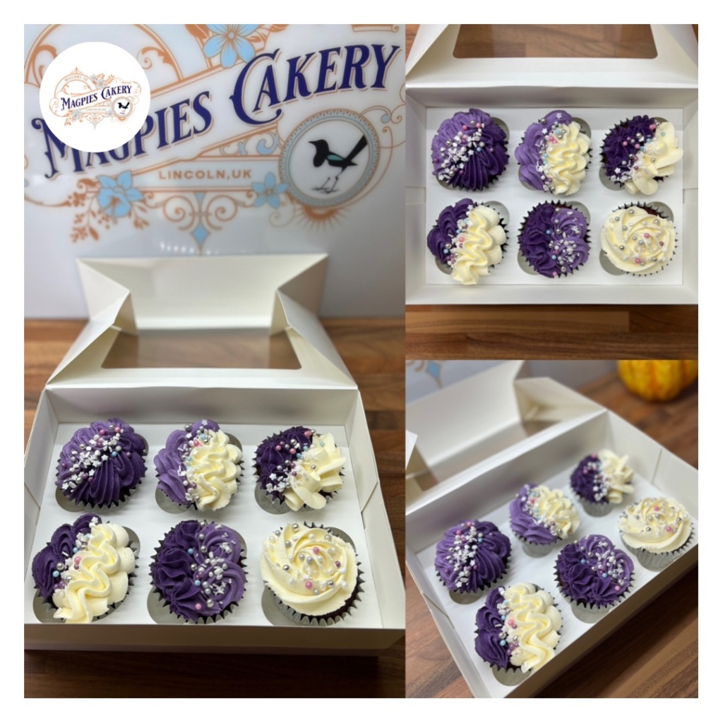 Purple buttercream cupcakes, Magpies Cakery, cake maker & decorator, Lincoln & Newark