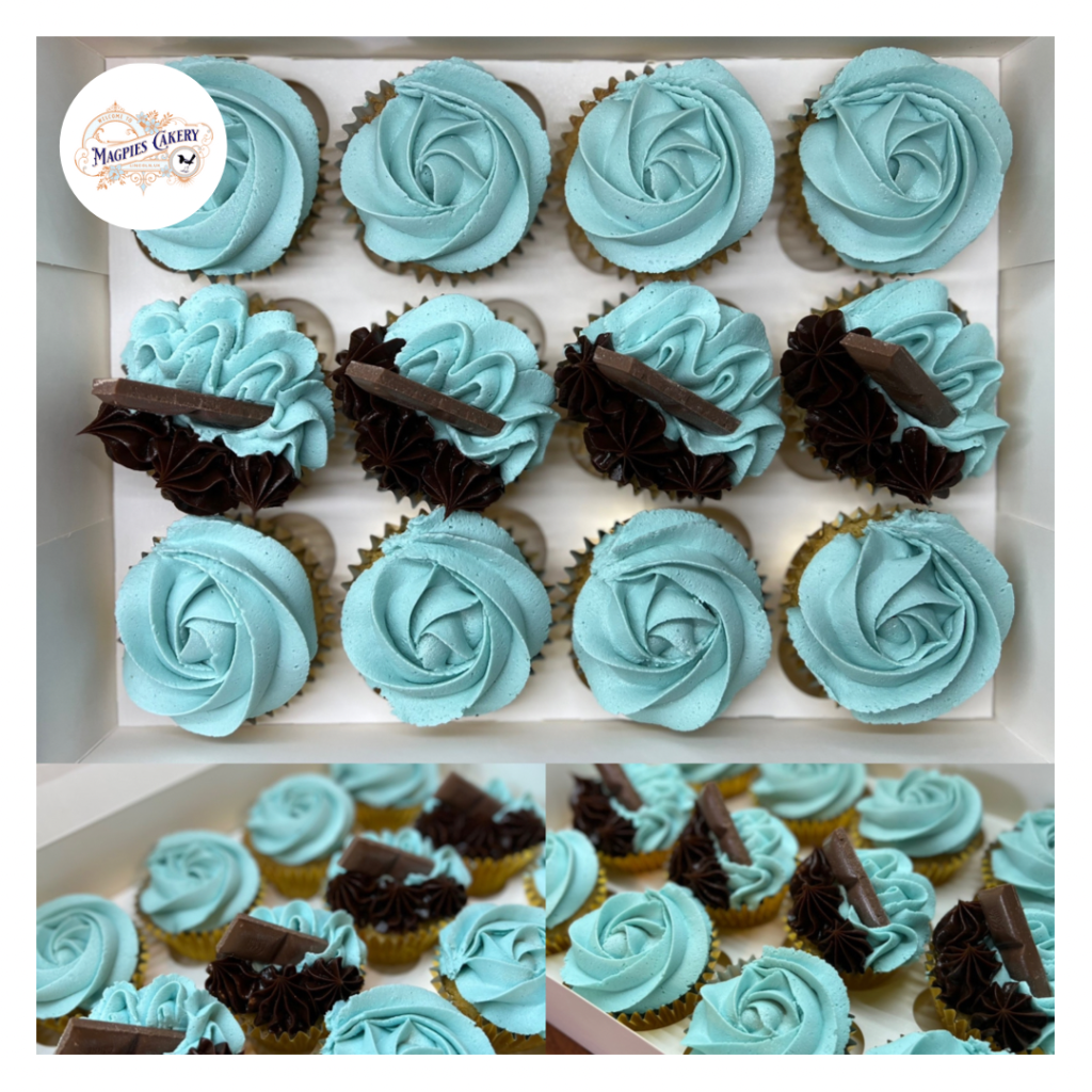 Blue & black buttercream birthday cupcakes, cake maker & decorator, Lincoln & Newark