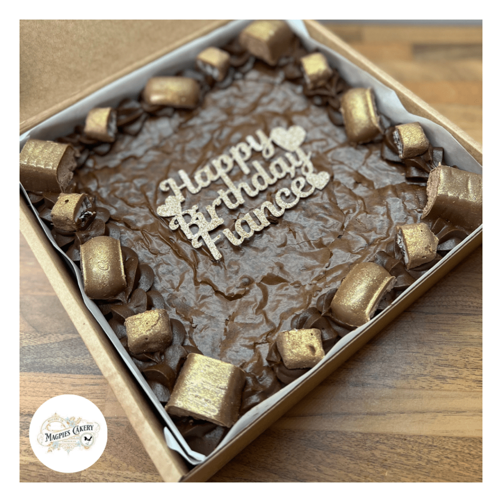 Chocolate brownie slab, brownies by post, Magpies Cakery, cake maker & decorator, Lincoln & Newark