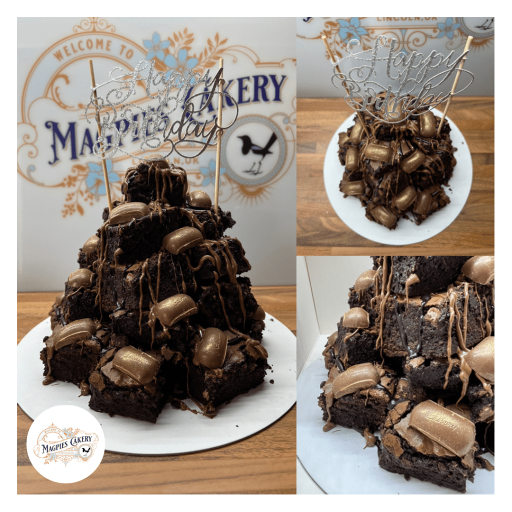 Chocolate brownie stack, Magpies Cakery, cake maker & decorator, Lincoln & Newark