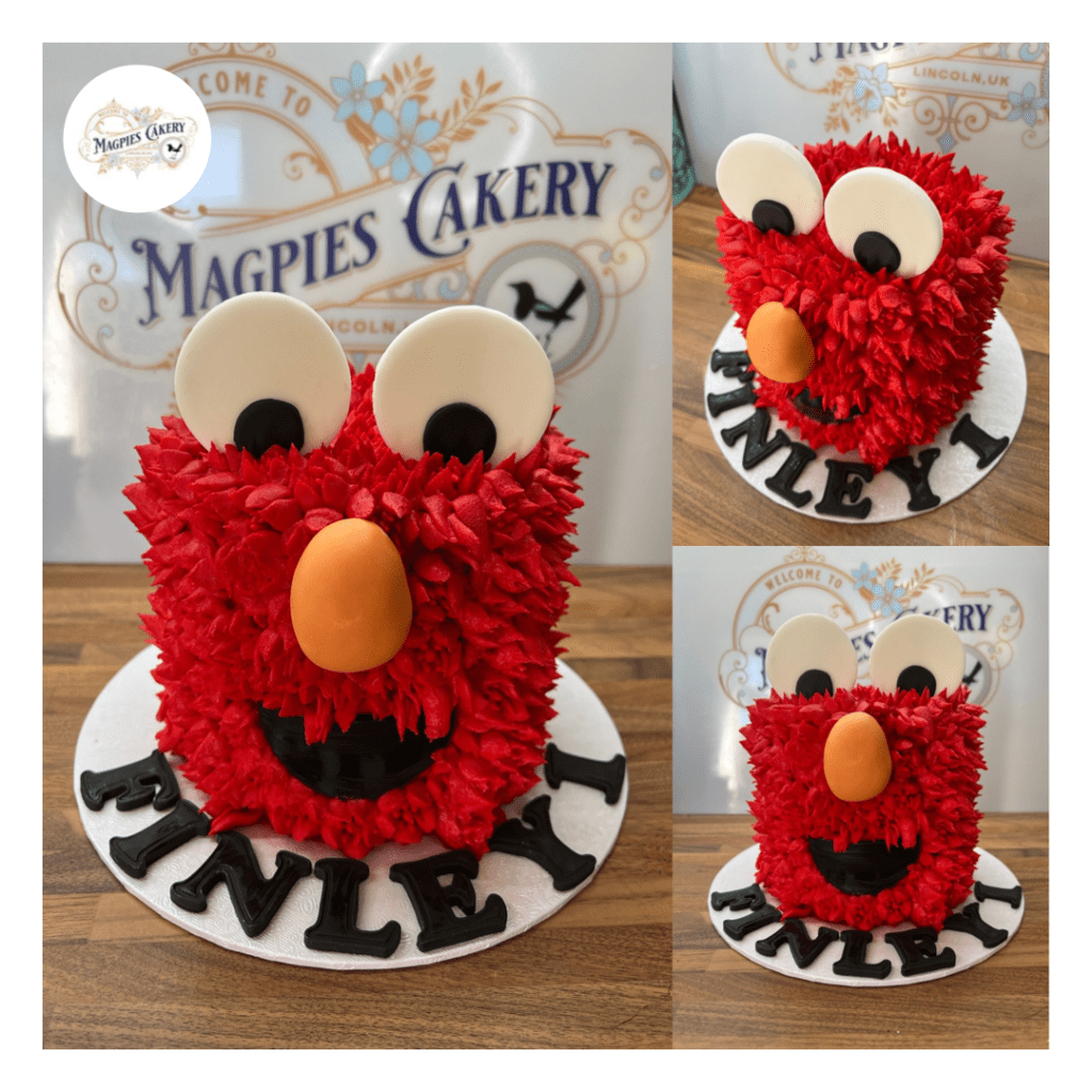 Elmo 1st birthday cake, buttercream finish, Magpies Cakery, cake maker & decorator, Lincoln & Newark