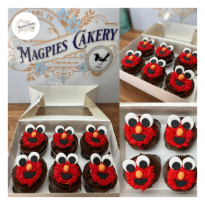 Elmo birthday cupcakes, Magpies Cakery, cake maker & decorator, Lincoln & Newark