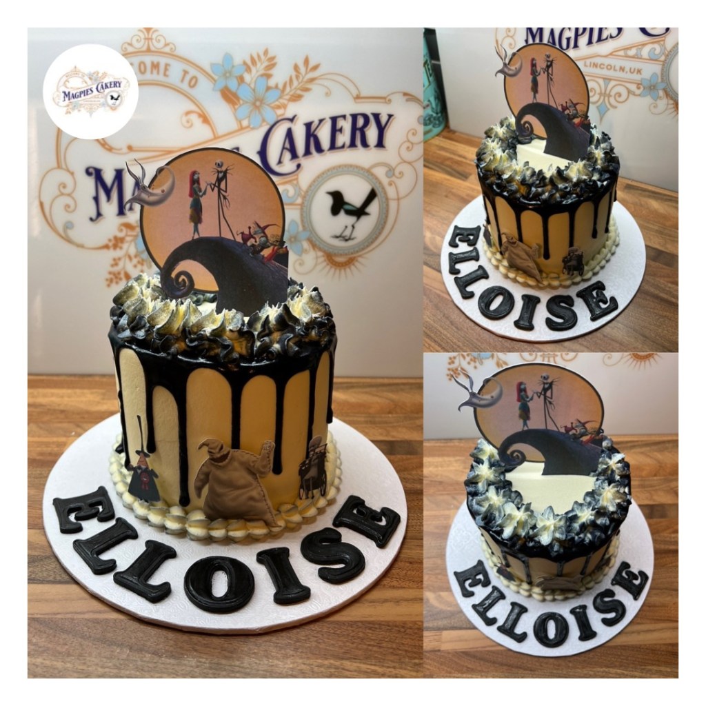 Nightmare before Christmas drip birthday cake, cake maker & decorator, Lincoln & Newark