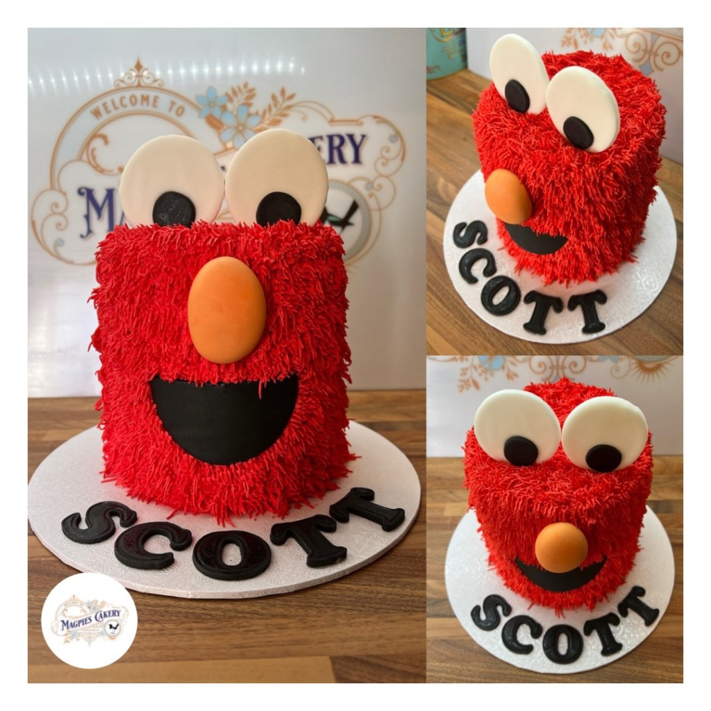 Elmo themed birthday cake, finished with buttercream, cake maker & decorator, Lincoln & Newark