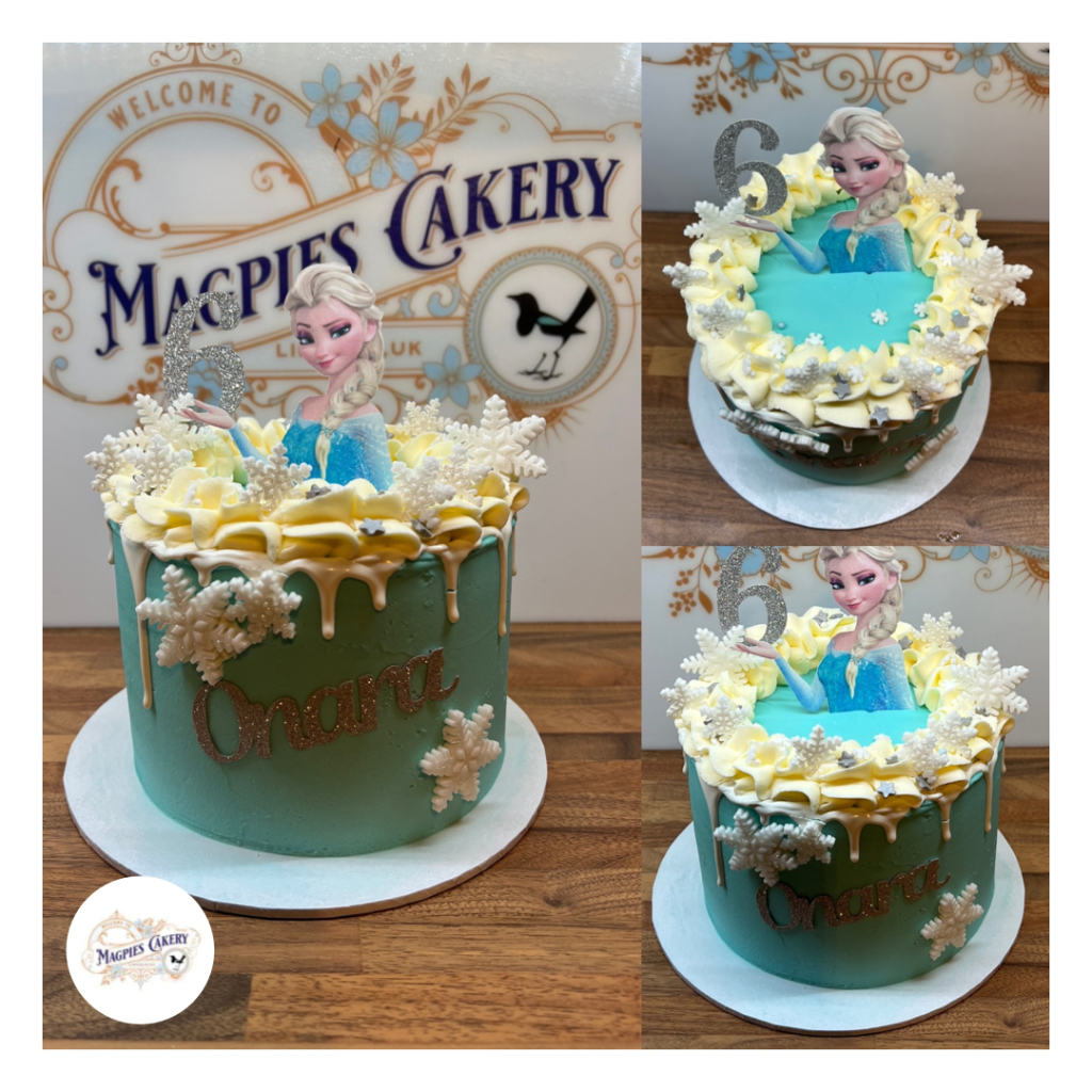 Frozen inspired birthday drip cake, cake maker & decorator, Lincoln & Newark