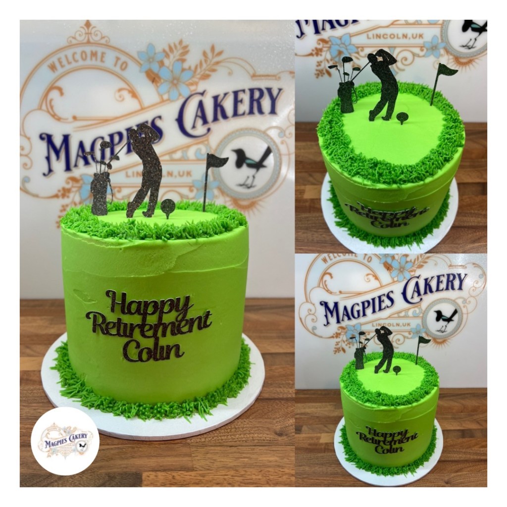 Golf inspired green buttercream retirement cake, cake maker & decorator, Lincoln & Newark