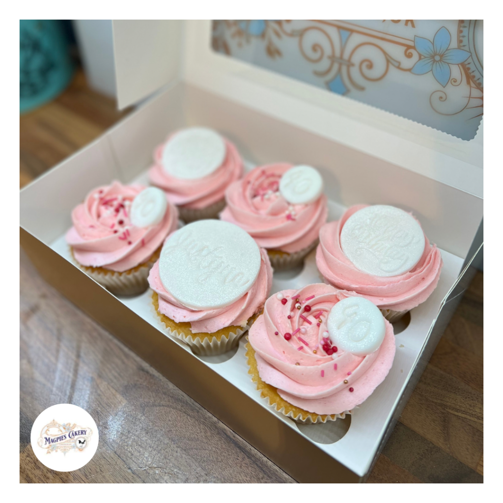 Pink buttercream 40th birthday cupcakes, cake maker & decorator, Lincoln & Newark