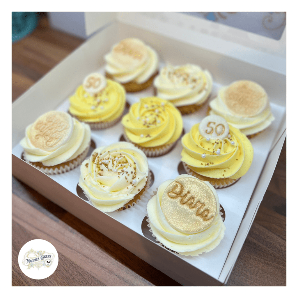 50th birthday cupcakes, finished with personalised fondant cupcake toppers, cake maker & decorator, Lincoln & Newark