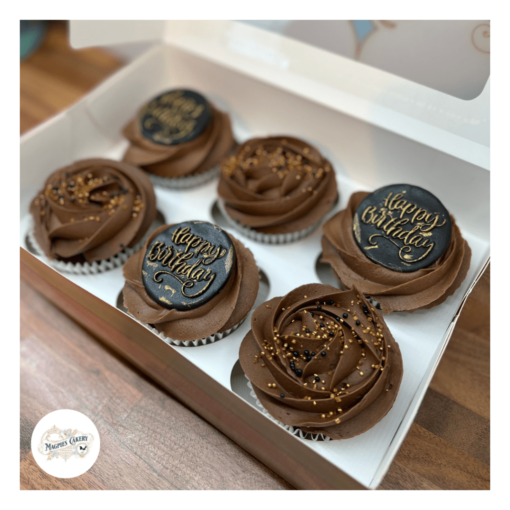 Chocolate birthday cupcakes, finished with personalised fondant cupcake toppers, cake maker & decorator, Lincoln & Newark