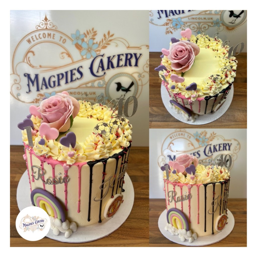 Joint birthday drip cake, cake maker & decorator, Lincoln & Newark