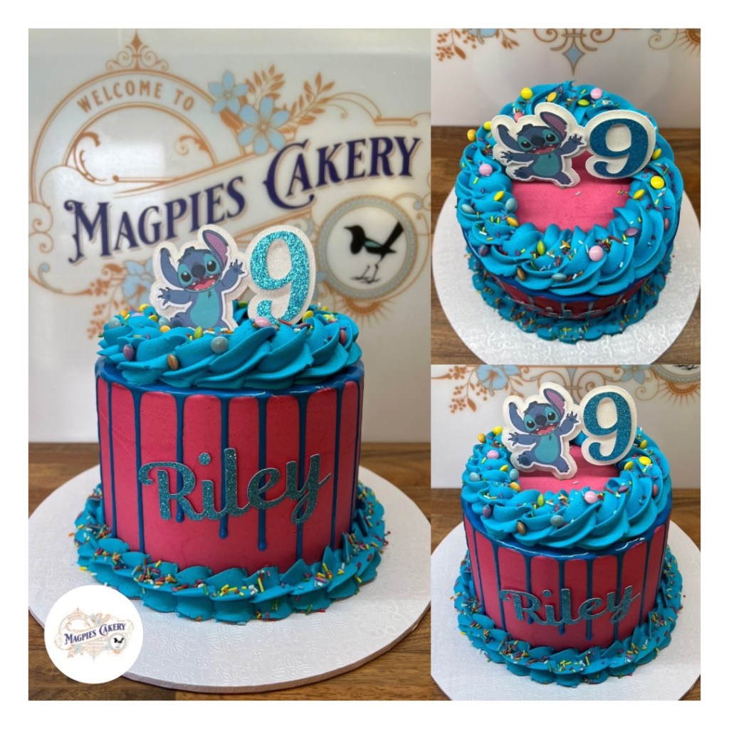 Stitch inspired birthday drip cake, cake maker & decorator, Lincoln & Newark