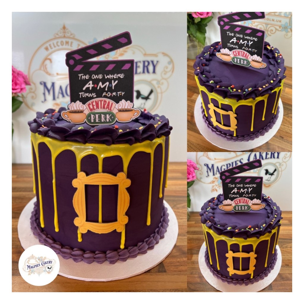 Friends inspired birthday drip cake, cake maker & decorator, Lincoln & Newark