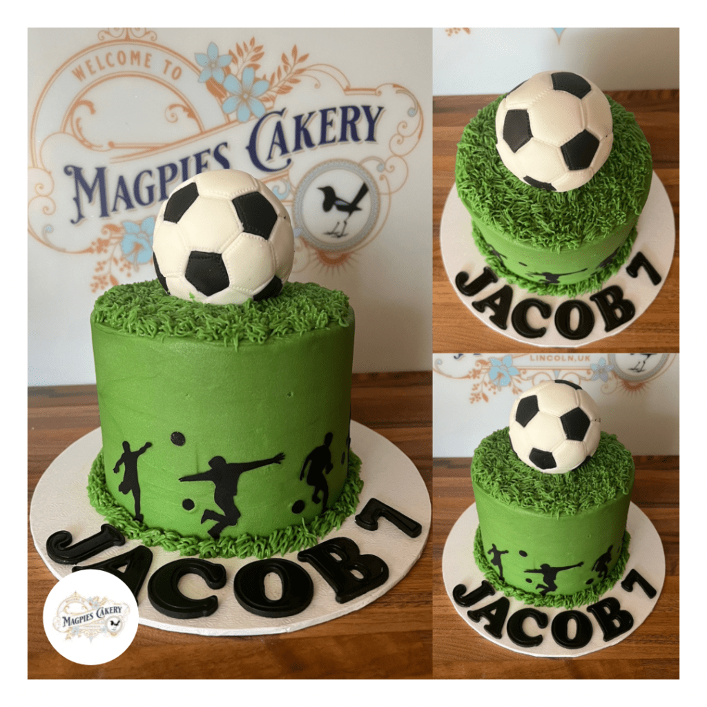 Football inspired 7th birthday cake with buttercream piping and fondant accents, Magpies Cakery, cake maker & decorator, Lincoln & Newark