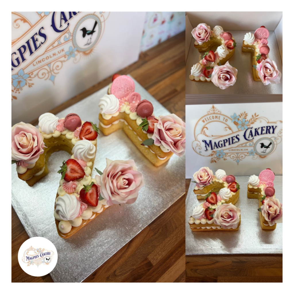 21st birthday number cake, Magpies Cakery, cake maker & decorator, Lincoln & Newark