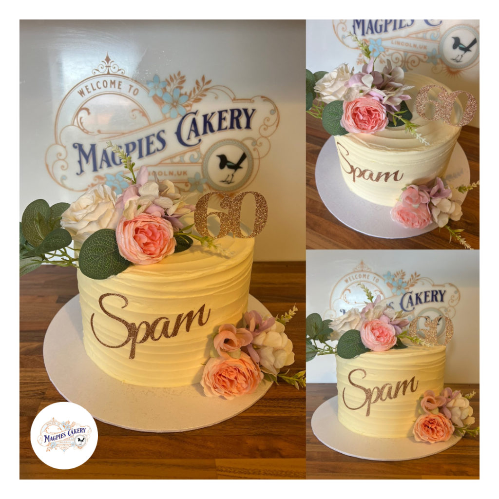 Floral inspired 60th birthday cake with buttercream finish. Magpies Cakery, cake maker & decorator, Lincoln & Newark