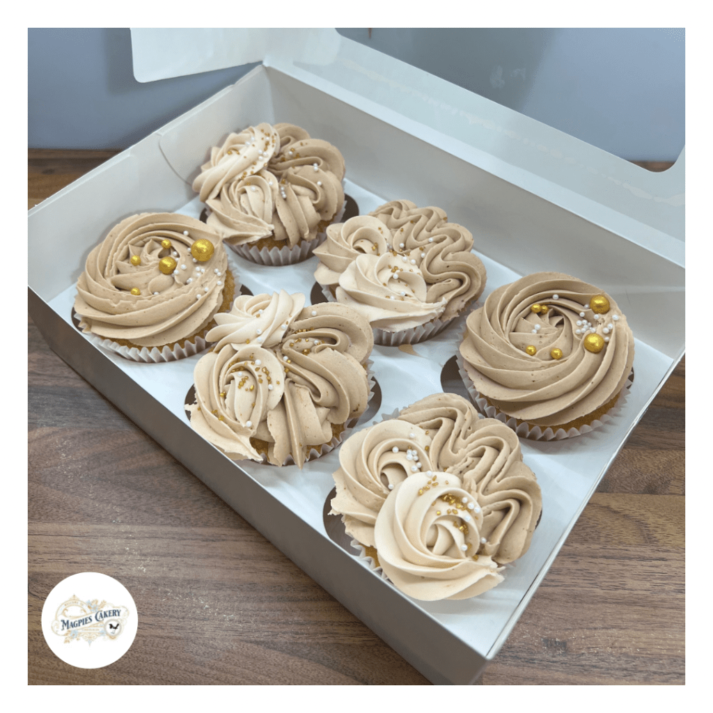 Neutral buttercream piped cupcakes, Magpies Cakery, cake maker & decorator, Lincoln & Newark