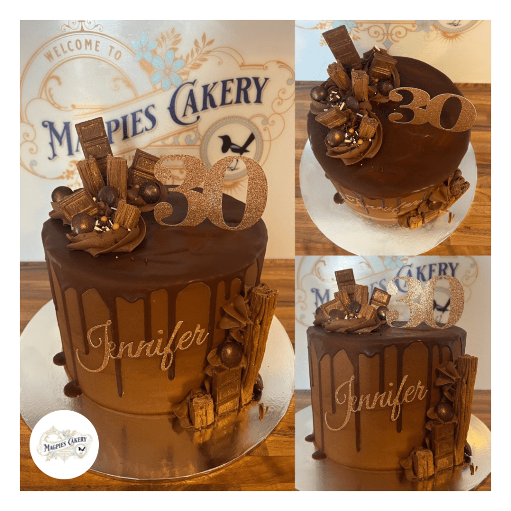 Chocolate 30th birthday drip cake, cake maker & decorator, Lincoln & Newark