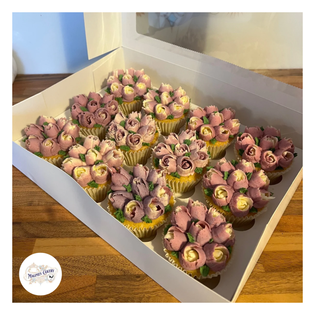 Floral birthday cupcakes, Magpies Cakery, cake maker & decorator, Lincoln & Newark