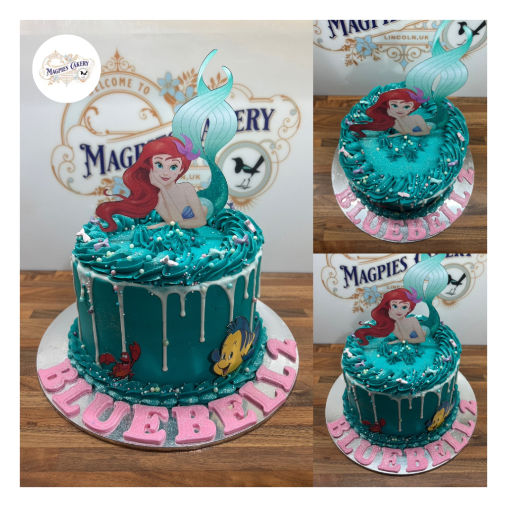 Little Mermaid inspired birthday drip cake, cake maker & decorator, Lincoln & Newark