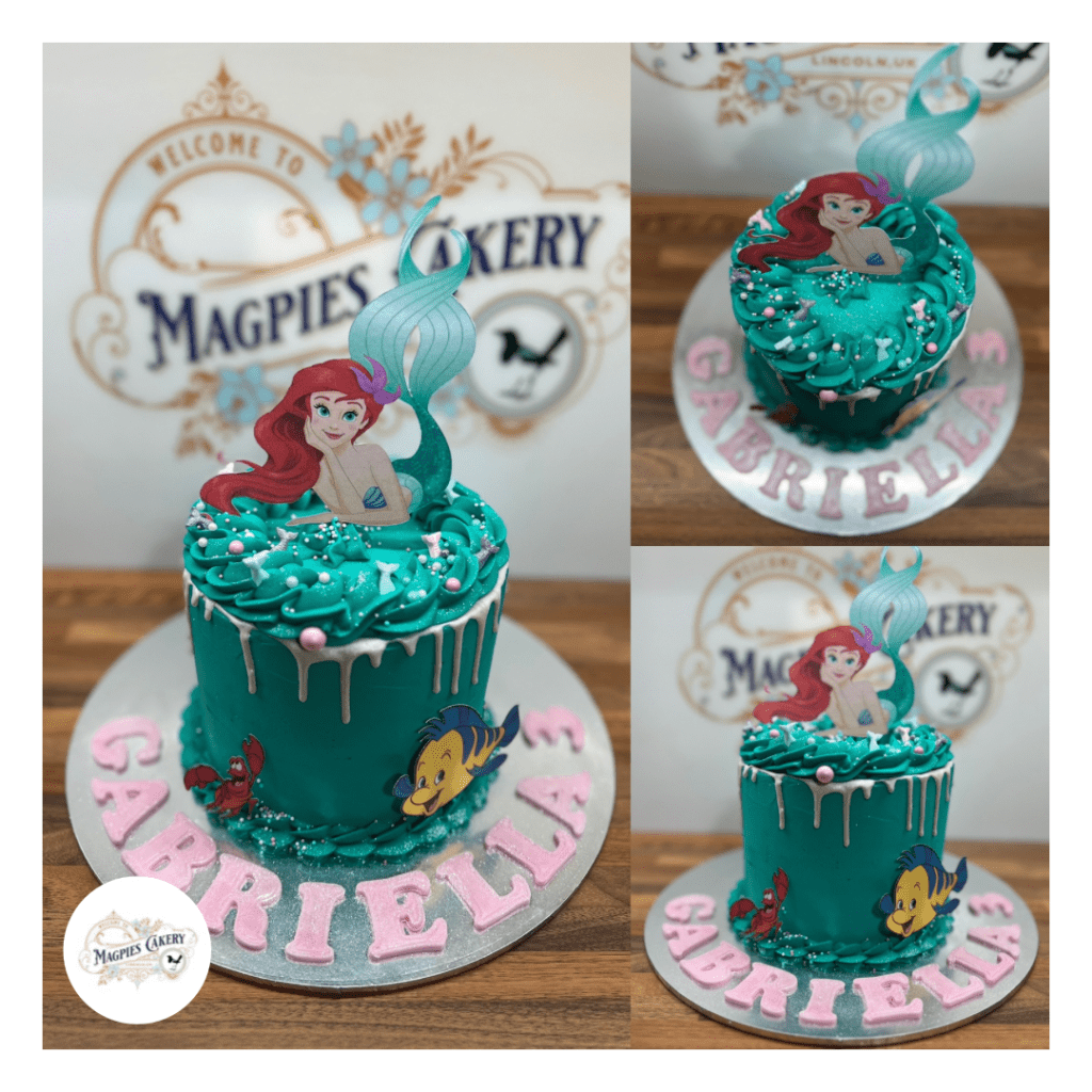 Little Mermaid inspired birthday drip cake, cake maker & decorator, Lincoln & Newark