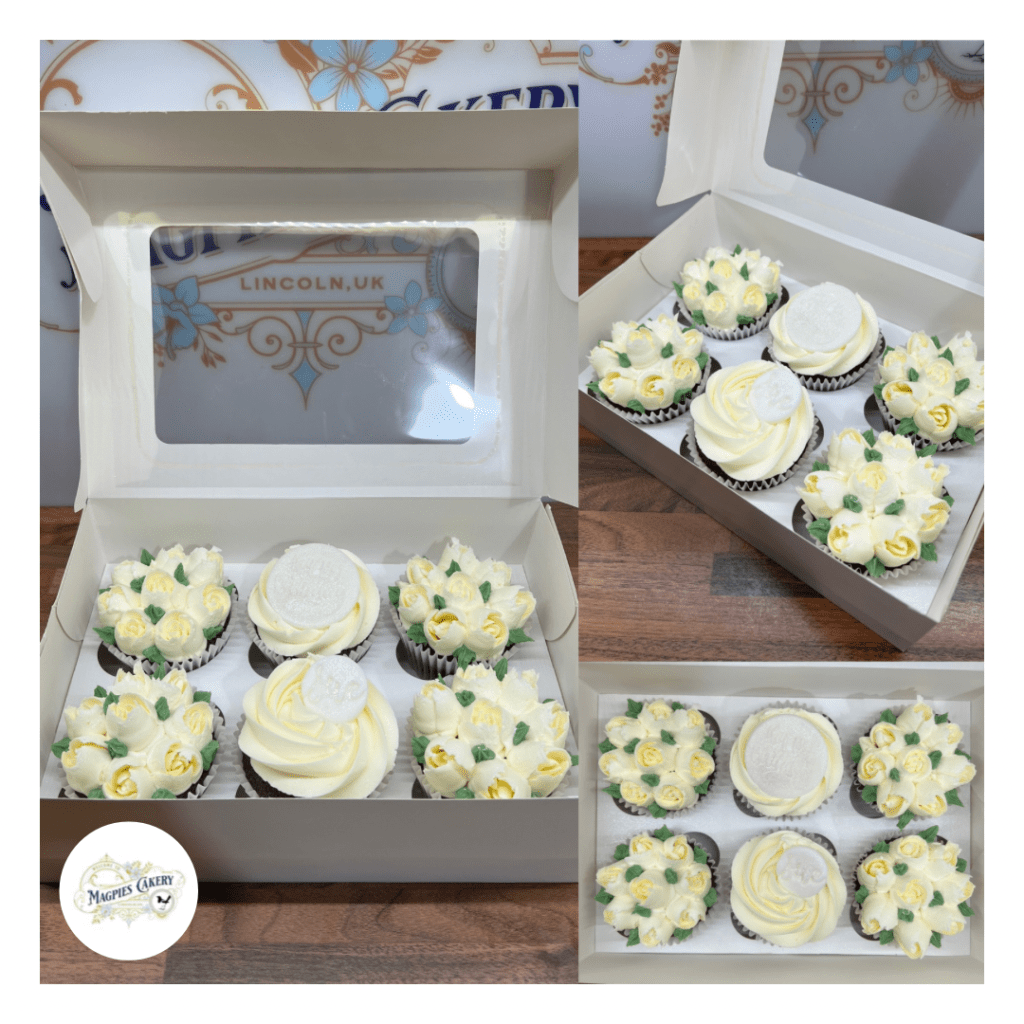 Floral birthday cupcakes, Magpies Cakery, cake maker & decorator, Lincoln & Newark