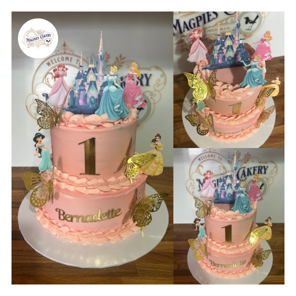 Princess themed 1st birthday buttercream finish cake. Cake maker & decorator, Lincoln & Newark