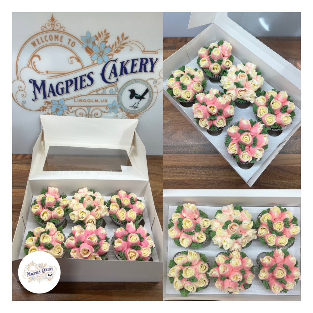 Floral birthday cupcakes, Magpies Cakery, cake maker & decorator, Lincoln & Newark