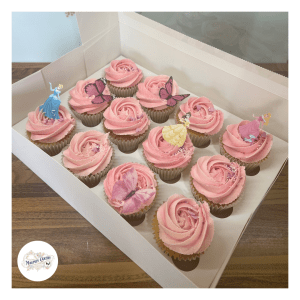 Disney Princess inspired printed icing cupcakes, Magpies Cakery, local cake maker & decorator for Lincoln & Newark