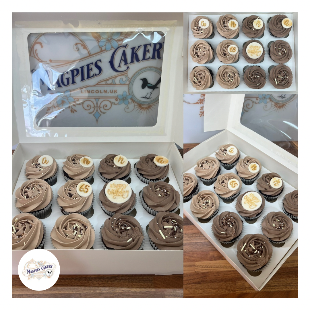 Buttercream 65th birthday cupcakes, cake maker & decorator, Lincoln & Newark
