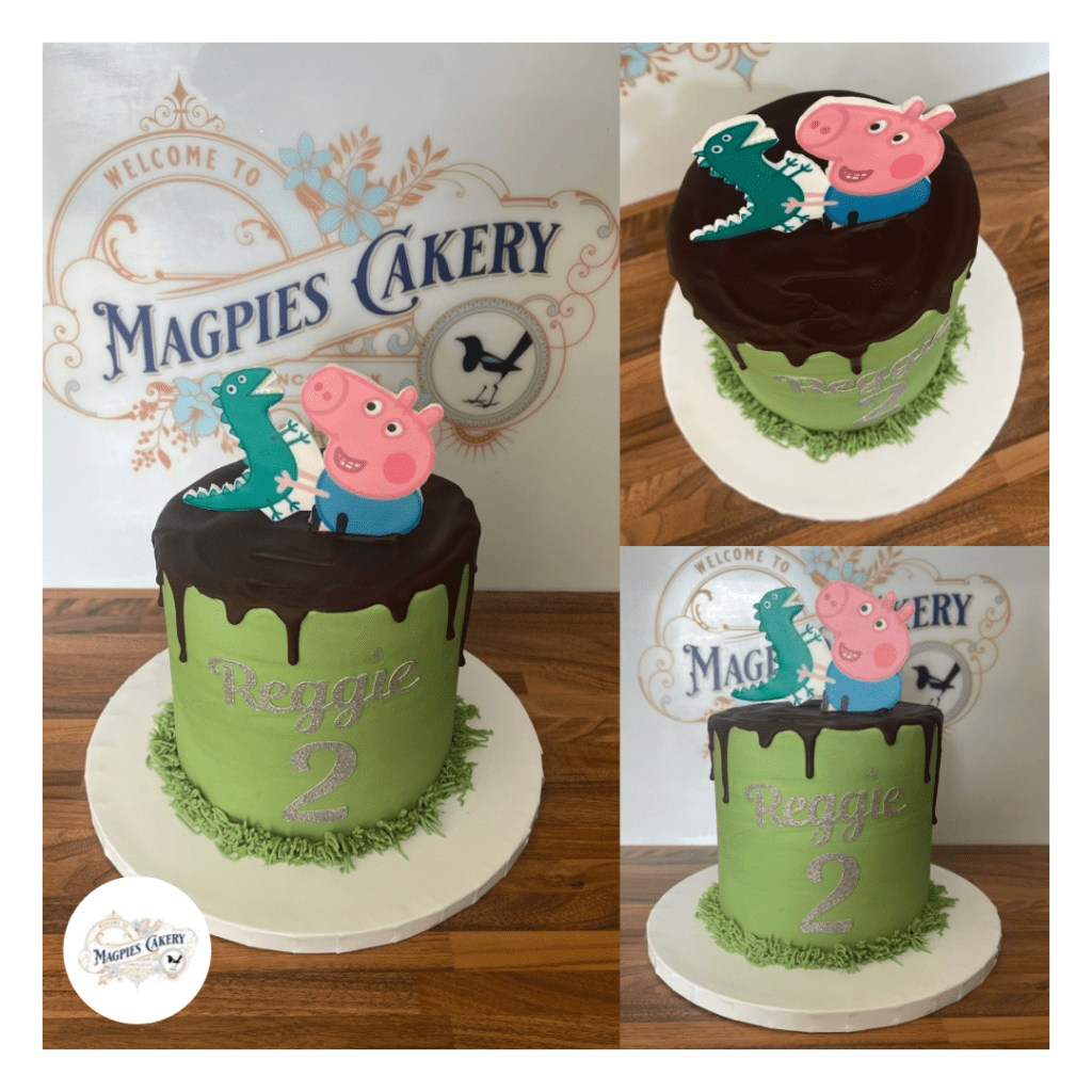 George Peppa Pig inspired birthday drip cake, cake maker & decorator, Lincoln & Newark