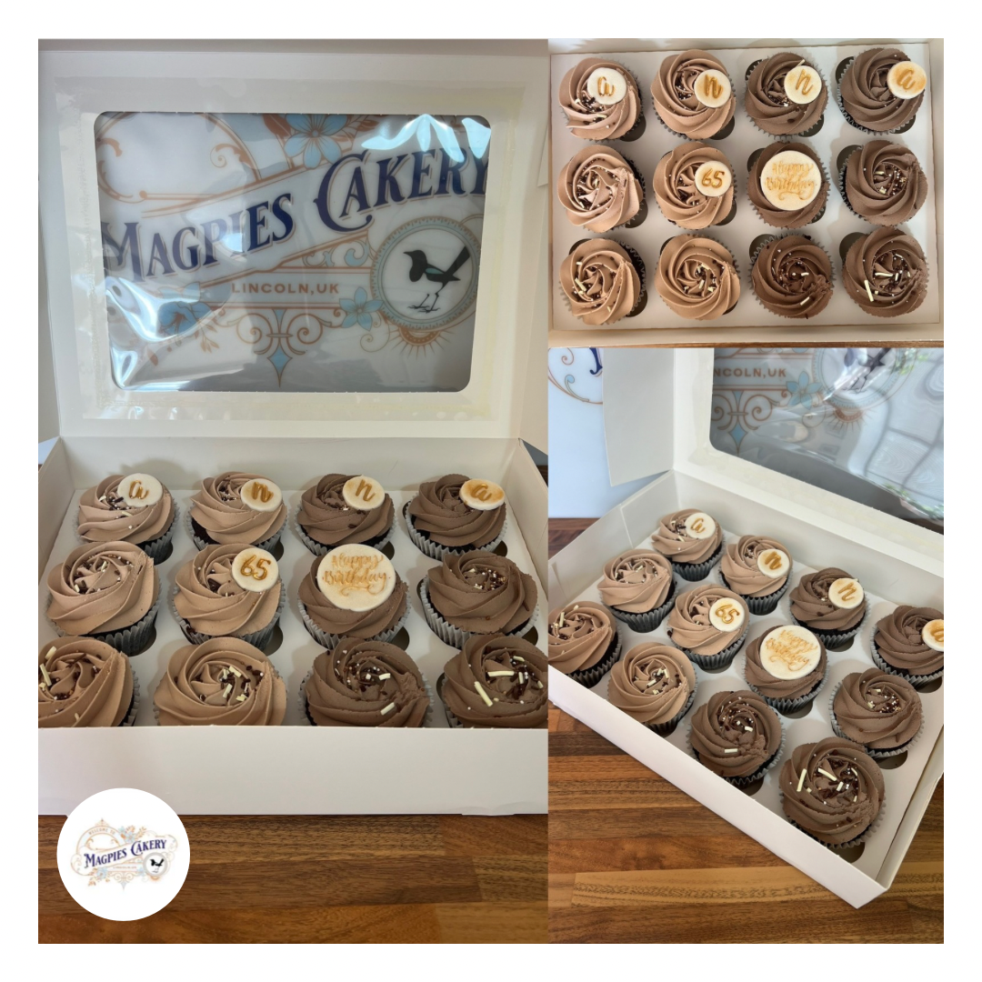 Buttercream 65th birthday cupcakes, cake maker & decorator, Lincoln & Newark