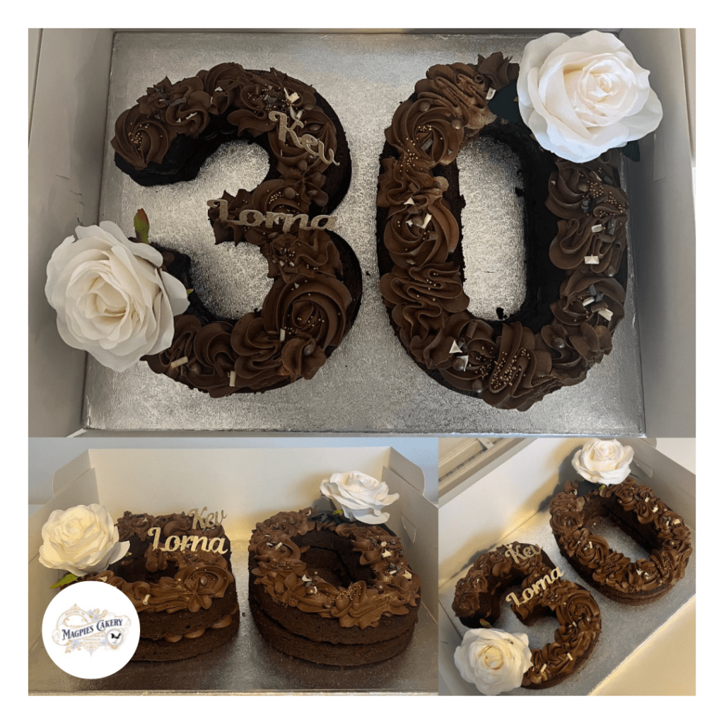 30th birthday number cake, Magpies Cakery, cake maker & decorator, Lincoln & Newark